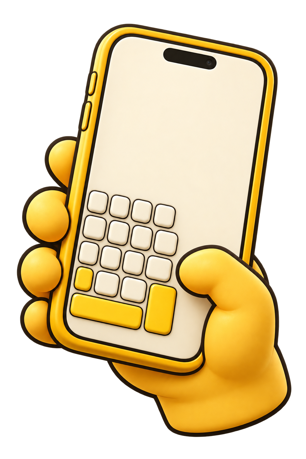 a large iphone with una mano keyboard controls positioned within thumb reach.