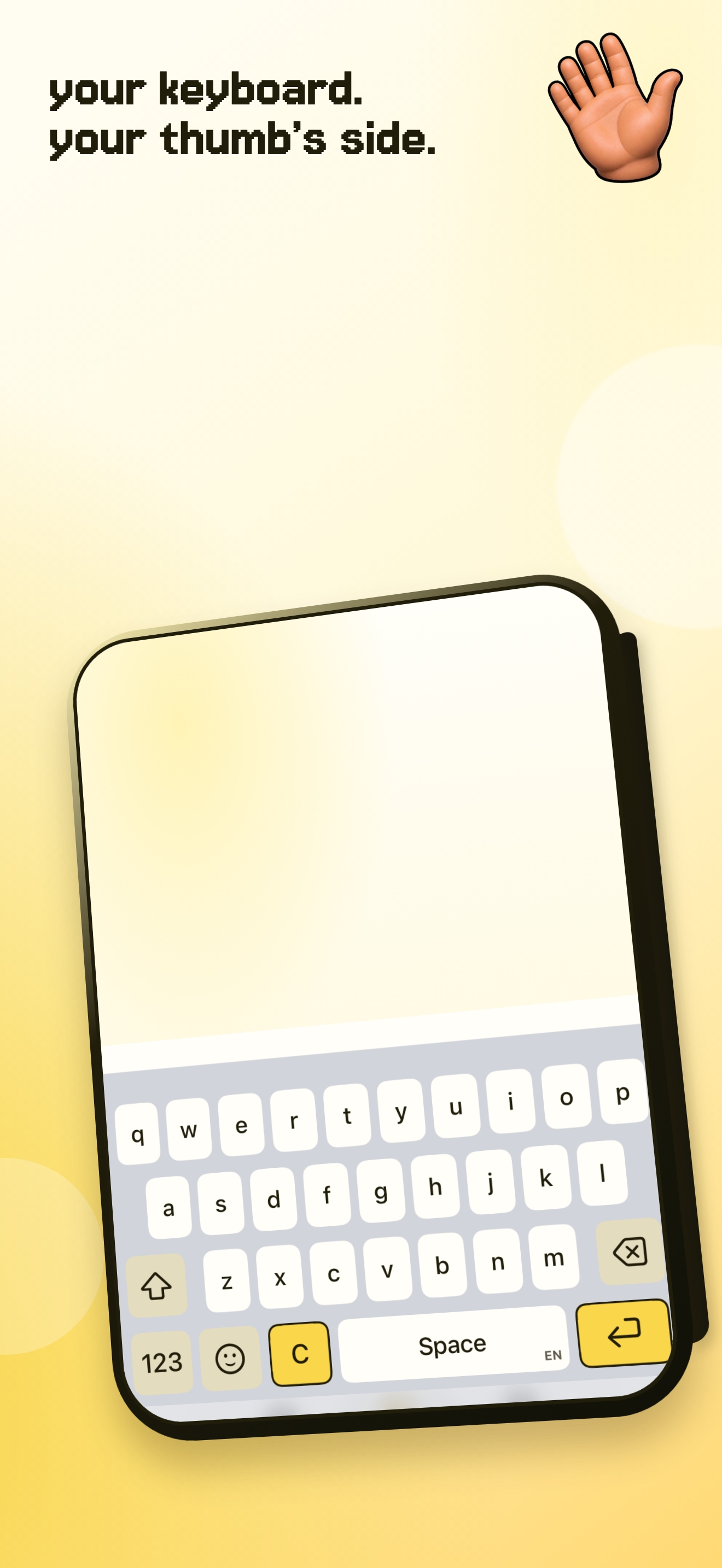 an iphone showing una mano in a familiar centred keyboard layout.