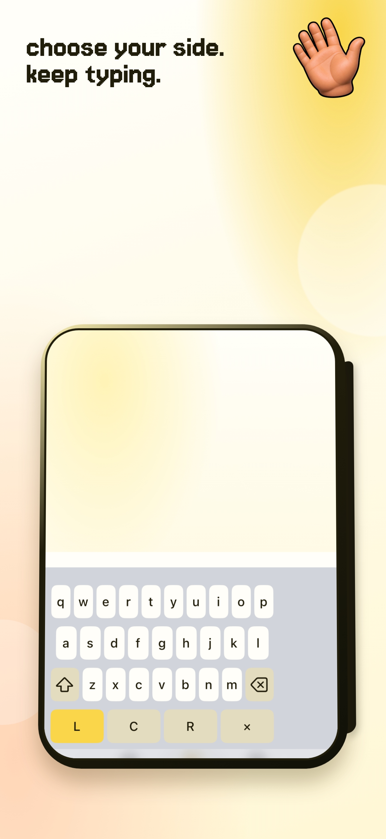 una mano’s position picker showing left, centre, and right keyboard placement.