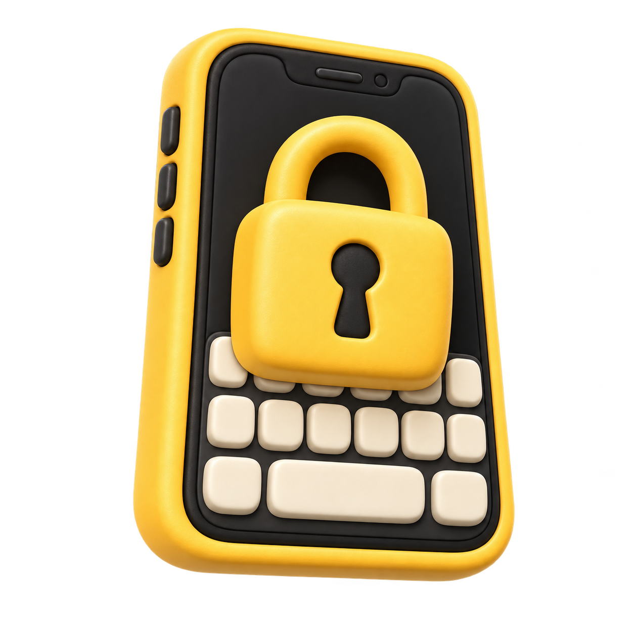 a friendly outlined lock on a warm yellow background.